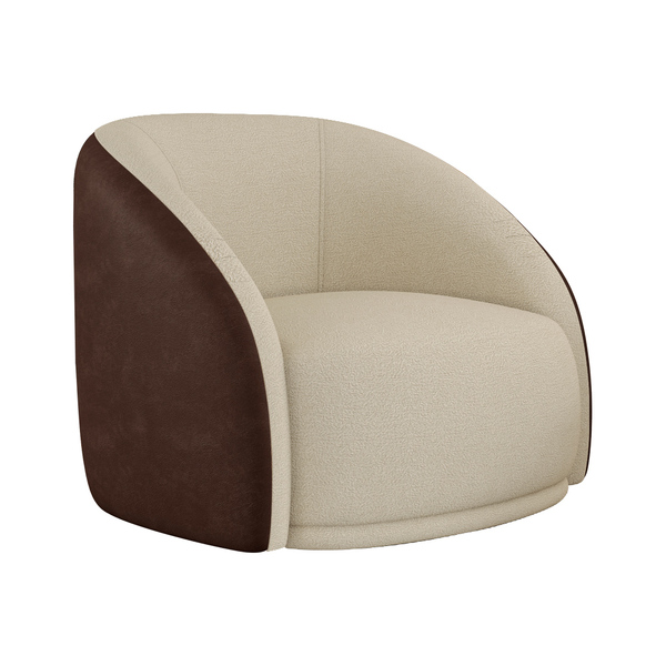 Poltrona Giratória 87cm Heidi Courino Marrom | Bouclé Suave O